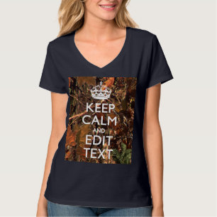 Hunters Herfst Camouflage Keep Calm Jouw tekst T-shirt