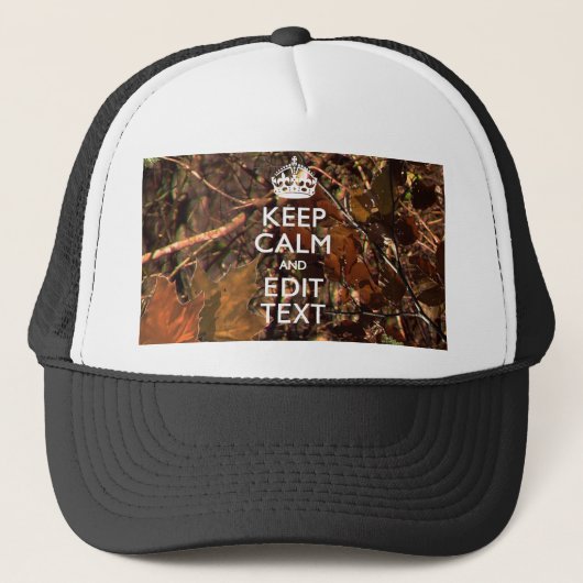 Hunters Herfst Camouflage Keep Calm Jouw tekst Trucker Pet (Voorkant)