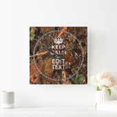 Hunters Herfst Camouflage Keep Calm Jouw tekst Vierkante Klok (Huis)