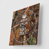 Hunters Herfst Camouflage Keep Calm Jouw tekst Vierkante Klok (Hoek)
