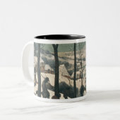 Hunters in de sneeuw - januari 1565 tweekleurige koffiemok (Voorkant links)