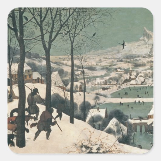 Hunters in de sneeuw - januari 1565 vierkante sticker (Voorkant)