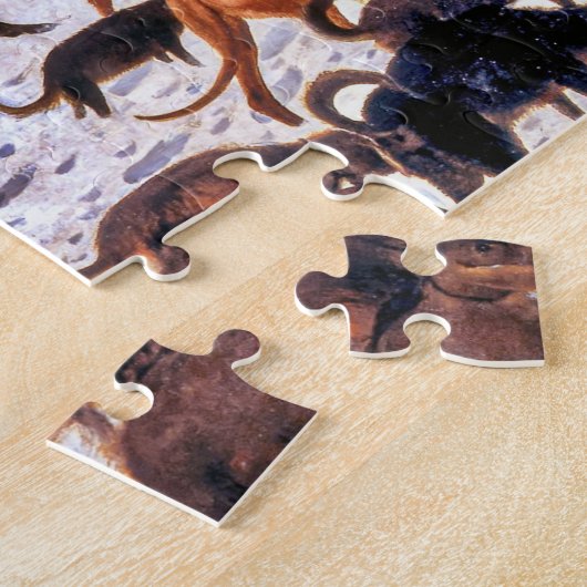 Hunters in de sneeuw (winter), Pieter Bruegel Legpuzzel (Zijkant)