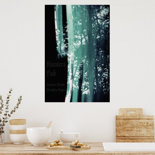 Hunters Pub - oude Bossen. Drunken Hags. 24 x 36 Poster (Keuken)