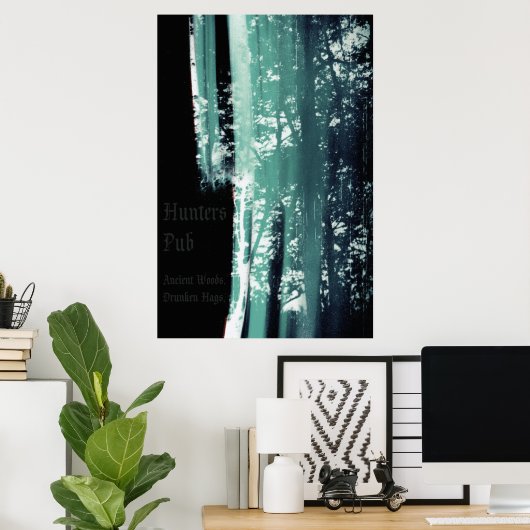 Hunters Pub - oude Bossen. Drunken Hags. 24 x 36 Poster (Thuiskantoor)