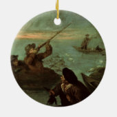 Hunters Shooting at Ducks (olie op doek) Keramisch Ornament (Achterkant)