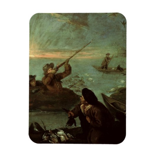Hunters Shooting at Ducks (olie op doek) Magneet (Verticaal)