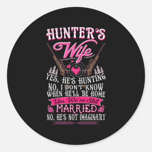 Hunter's vrouw Ja Hij jaagt vlinder voor Ronde Sticker (Voorkant)