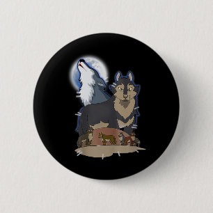 Hunter's Wolf bij de maan Grijze Wolf Jagen Wolf A Ronde Button 5,7 Cm