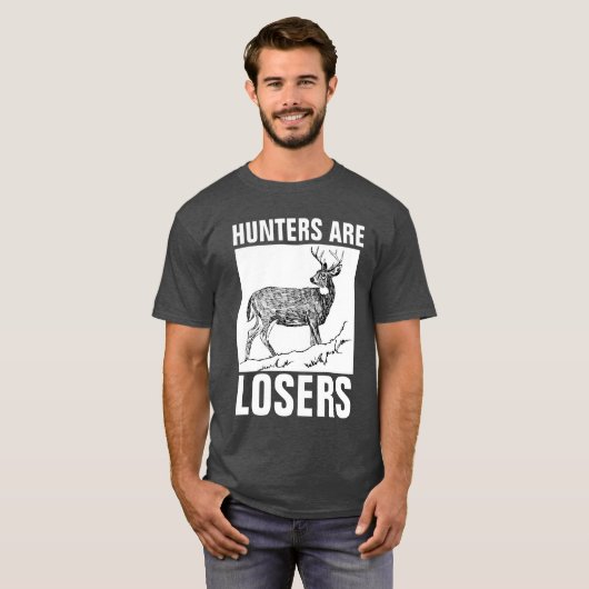 HUNTERS ZIJN LOSERS, T-shirts tegen jacht (Voorkant volledig)