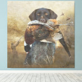 Hunteseizoen, Duitse Wirehaire Pointer Tapest Canvas Afdruk (Insitu (Houten vloer))