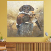 Hunteseizoen, Duitse Wirehaire Pointer Tapest Canvas Afdruk (Insitu (Woonkamer))