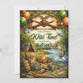 Hunting and Fishing Camo Boy birthday Invitation Kaart (Voorkant)