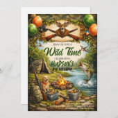 Hunting and Fishing Camo Boy birthday Invitation Kaart (Voorkant / Achterkant)