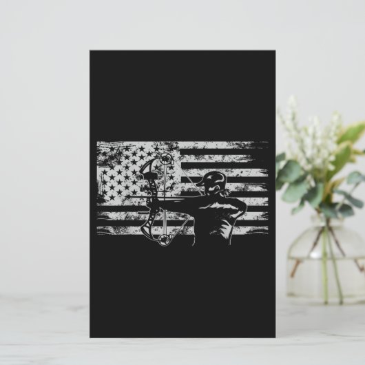 Hunting Archer American Flag Bowhunting Hunt Briefpapier (Staand voorkant)