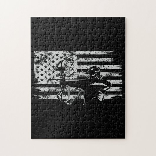 Hunting Archer American Flag Bowhunting Hunt Legpuzzel (Verticaal)