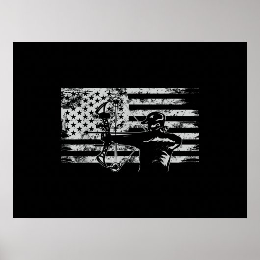 Hunting Archer American Flag Bowhunting Hunt Poster (Voorkant)
