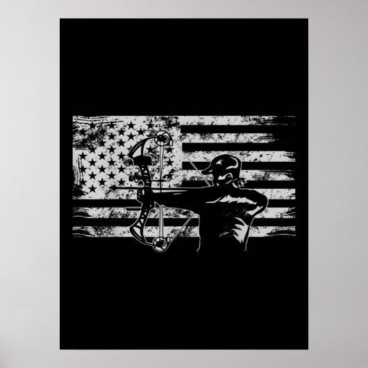 Hunting Archer American Flag Bowhunting Hunt Poster (Voorkant)