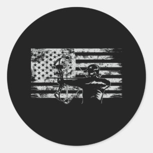 Hunting Archer American Flag Bowhunting Hunt Ronde Sticker