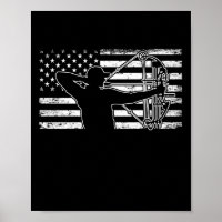 Hunting Archer American Flag Bowhunting Huter