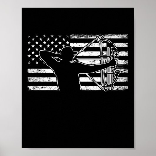 Hunting Archer American Flag Bowhunting Huter Poster (Voorkant)