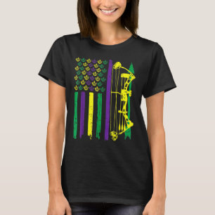 Hunting Archer American Flag Bowhunting Mardi Gras T-shirt