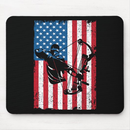 Hunting Archer Amerikaanse vlag Bowhunting Bowhunt Muismat (Voorkant)
