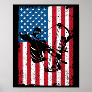 Hunting Archer Amerikaanse vlag Bowhunting Bowhunt Poster