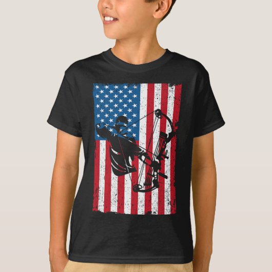 Hunting Archer Amerikaanse vlag Bowhunting Bowhunt T-shirt (Voorkant)