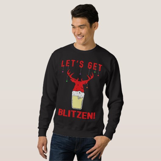 Hunting & Beer Festive Lets Get Blitzen Christmas Trui (Voorkant volledig)