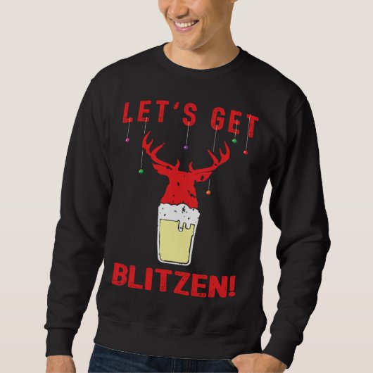 Hunting & Beer Festive Lets Get Blitzen Christmas Trui (Voorkant)