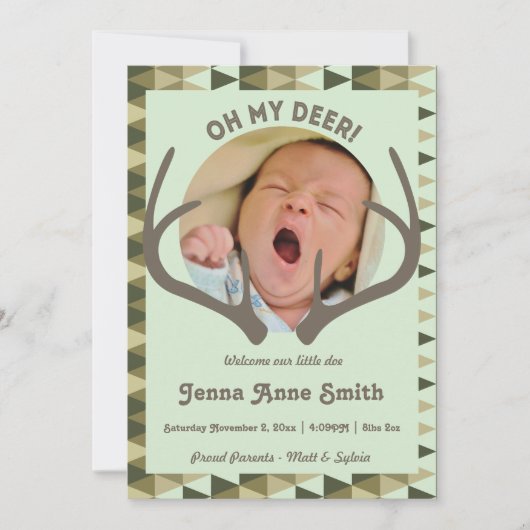 Hunting Birth Camo Announcement Girl of boy Aankondiging (Voorkant)