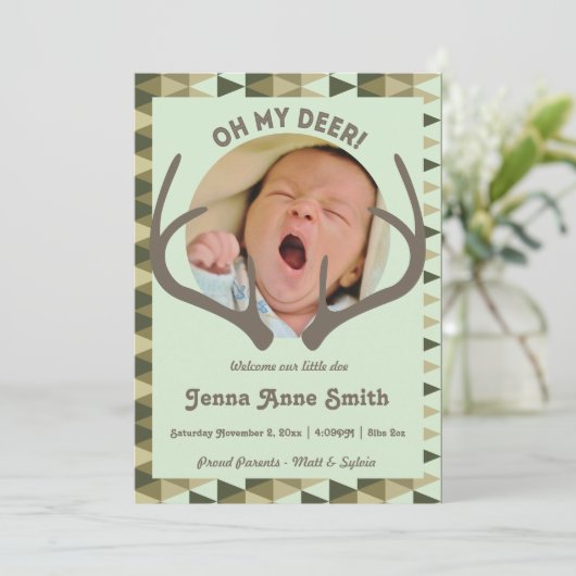 Hunting Birth Camo Announcement Girl of boy Aankondiging (Staand voorkant)