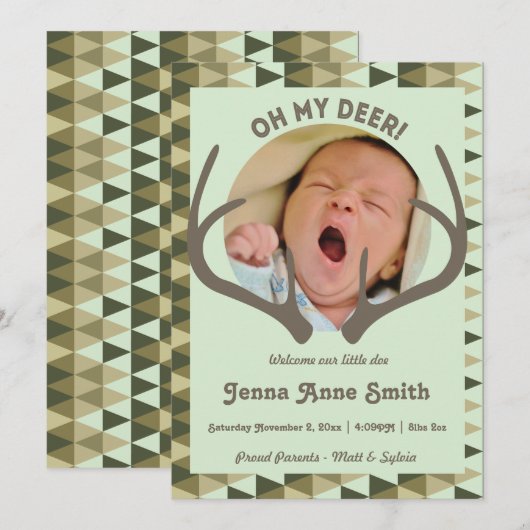 Hunting Birth Camo Announcement Girl of boy Aankondiging (Voorkant / Achterkant)