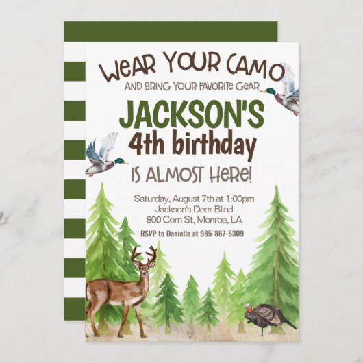 Hunting Birthday Invitation ANY AGE Kaart (Voorkant / Achterkant)