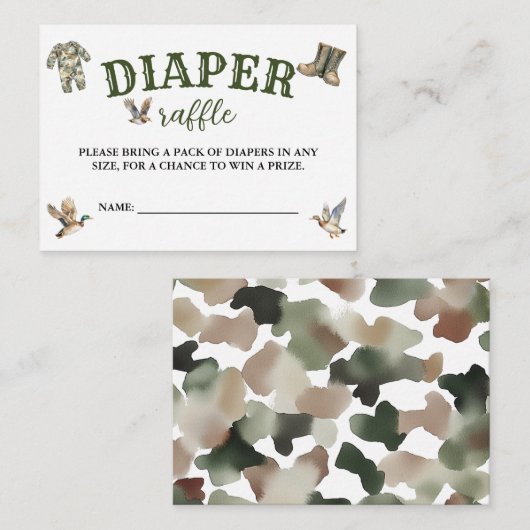 Hunting Boy Baby Shower Diaper Raffle Informatiekaartje (Voorkant / Achterkant)