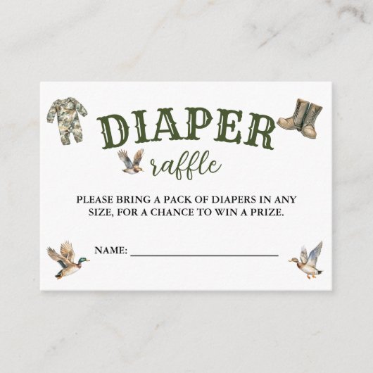Hunting Boy Baby Shower Diaper Raffle Informatiekaartje (Voorkant)