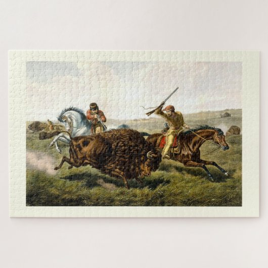 Hunting buffalo legpuzzel (Horizontaal)