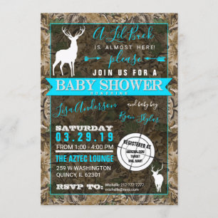 Hunting Camo Boy Baby shower Buck Invitation Kaart