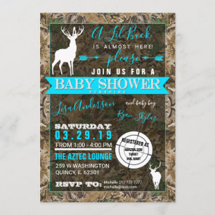 Hunting Camo Boy Baby shower Buck Kaart