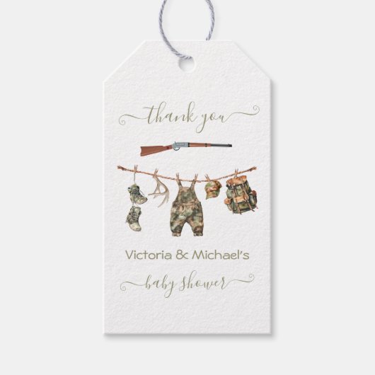 Hunting Camo Boy Baby shower Cadeaulabel (Voorkant)