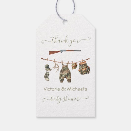 Hunting Camo Boy Baby shower Cadeaulabel (Achterkant)