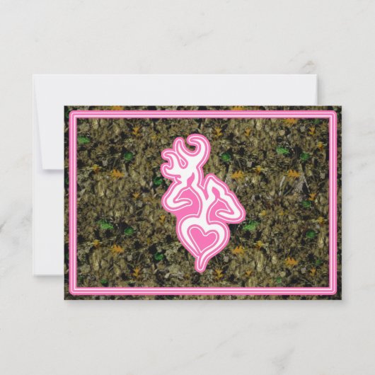 Hunting Camo Pink Custom Wedding RSVP Uitnodiging (Achterkant)