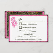 Hunting Camo Pink Custom Wedding RSVP Uitnodiging (Voorkant / Achterkant)