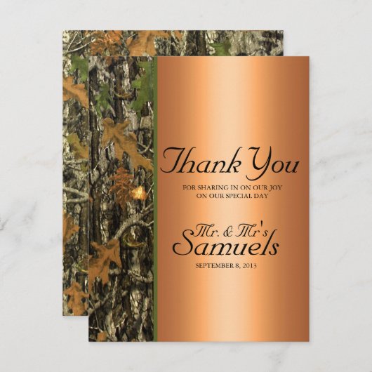Hunting Camo Wedding Hartelijk dank Bedankkaart (Voorkant / Achterkant)
