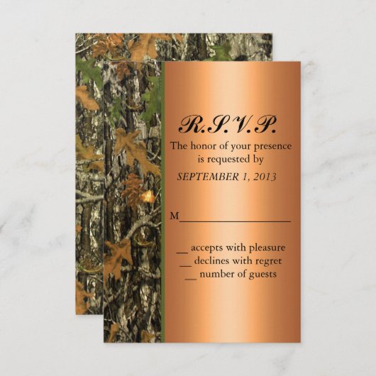 Hunting Camo Wedding RSVP Invite (Voorkant / Achterkant)