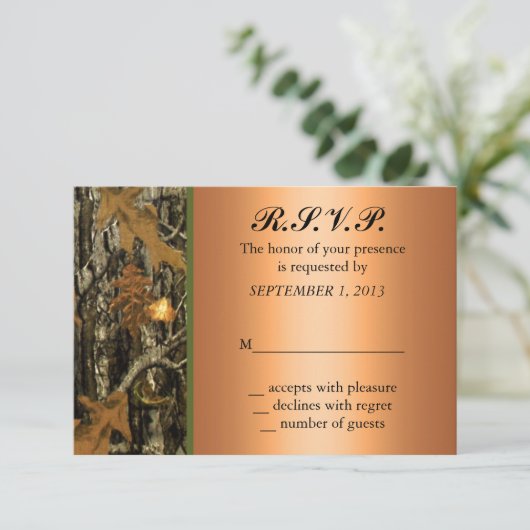 Hunting Camo Wedding RSVP Invite (Staand voorkant)