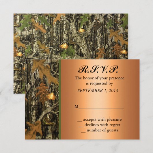 Hunting Camo Wedding RSVP Invite (Voorkant / Achterkant)
