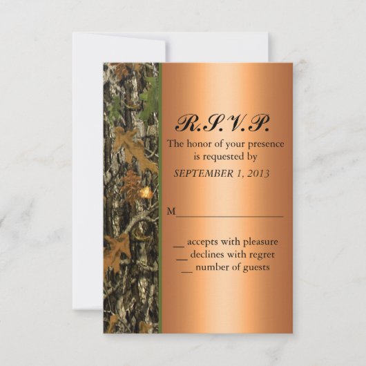 Hunting Camo Wedding RSVP Invite Kaartje (Voorkant)
