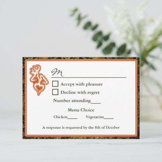 Hunting Camo Wedding RSVP Uitnodiging (Staand voorkant)
